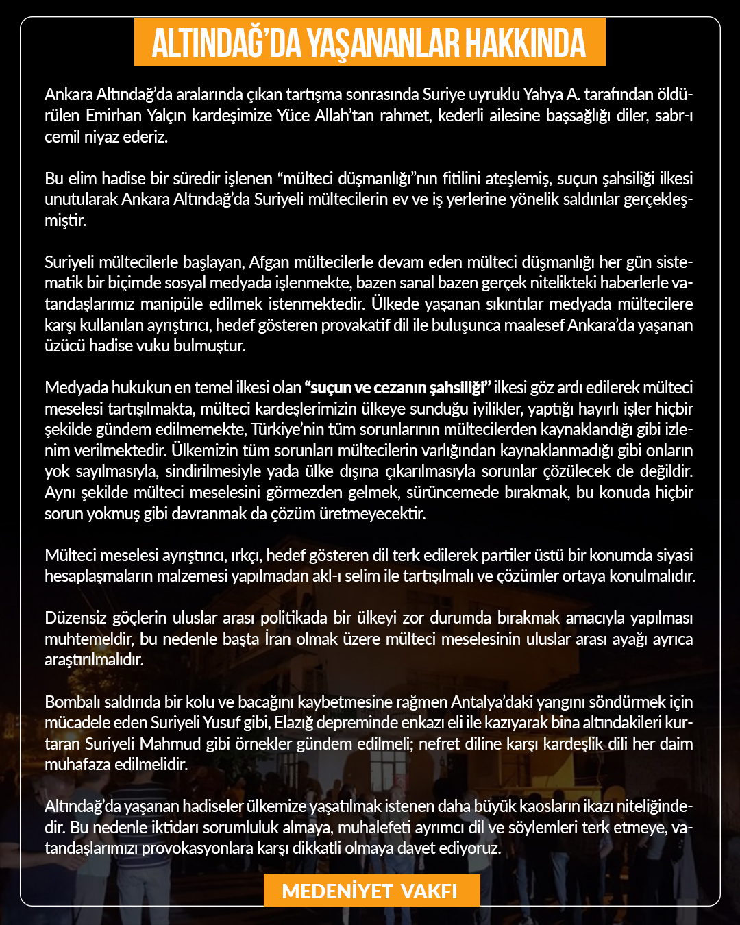 ALTINDAĞDA YAŞANANLAR HAKKINDA